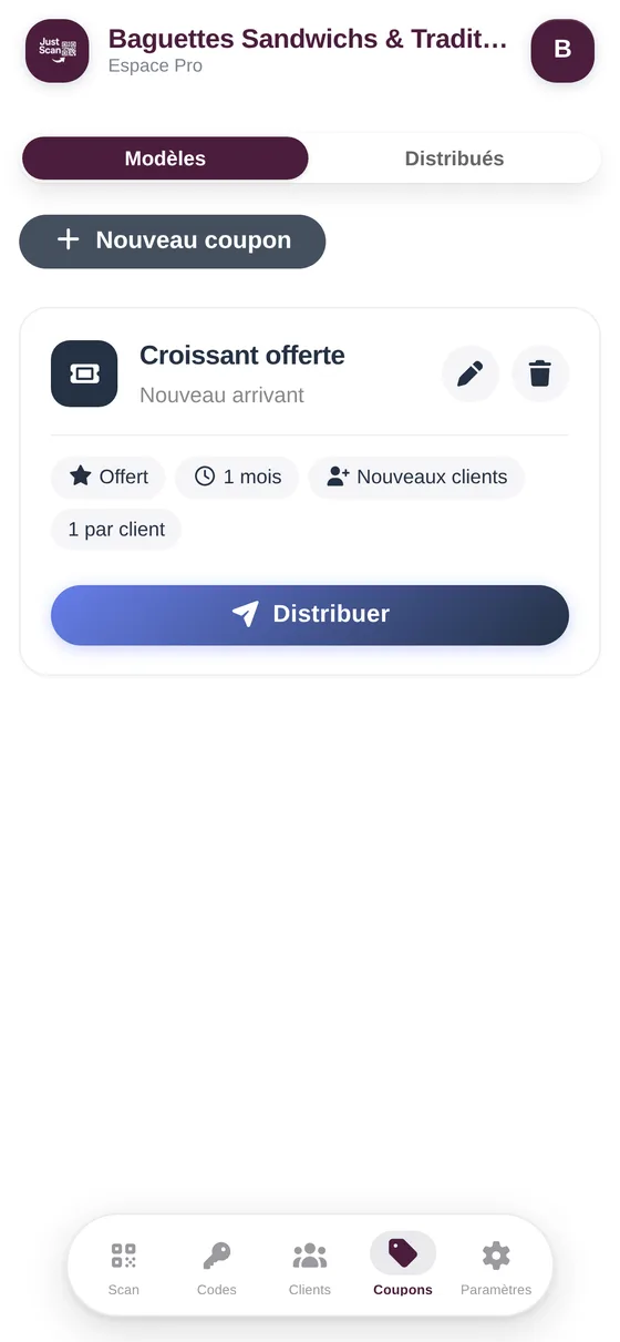 Création et distribution de coupons