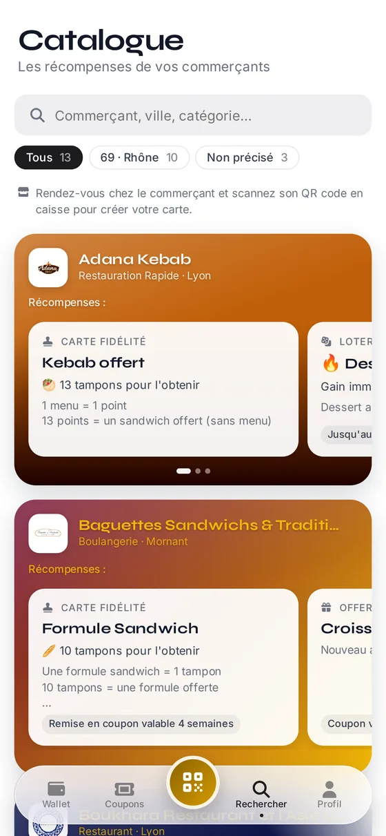 Catalogue JustScan : les commerçants partenaires et leurs récompenses